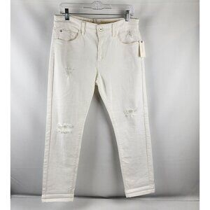Pilcro & The Letterpress Jeans Womens 30x29 White Distressed Slim Boyfriend NWT